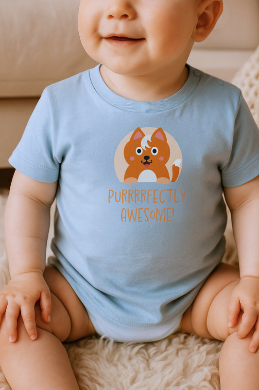 Wuppy Basic - Purrrfectly Awesome - Baby Tshirt